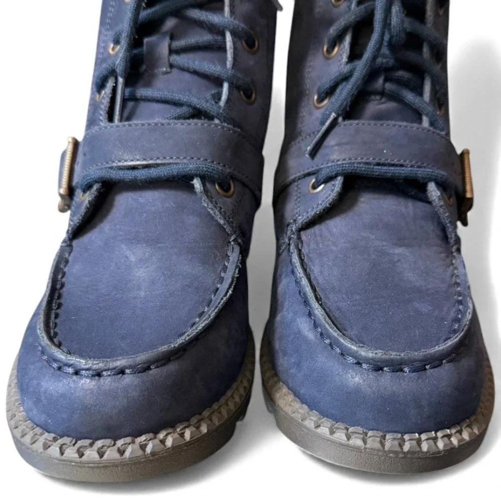 Polo Ralph‎ Lauren Kids Navy Blue Bear Embroidered Lace Up Boots US 3/Euro 35